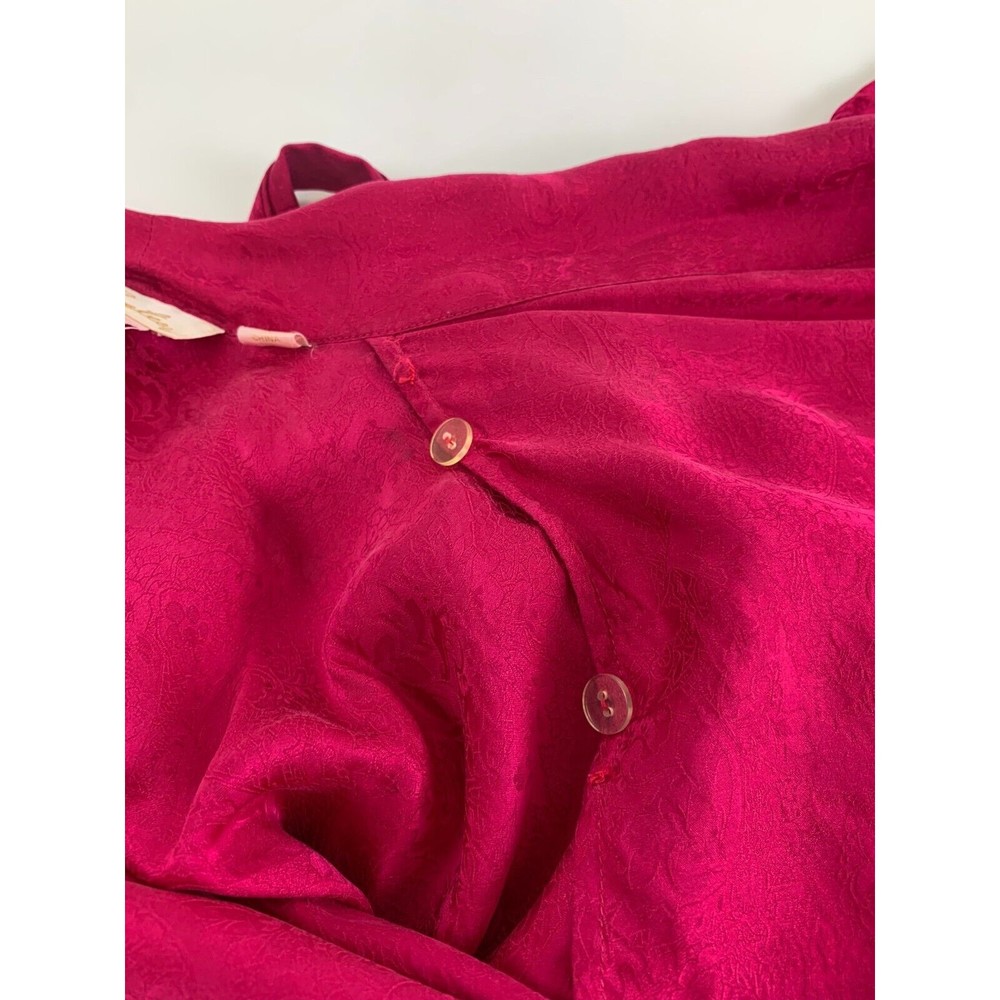 Delicates Vintage Silk Robe Pink Kimono Short Tie Belt Lightweight Brocade Large - Picture 12 of 16